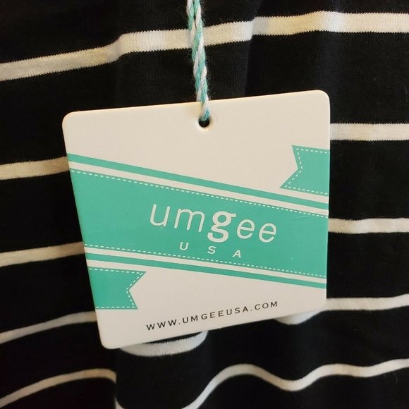 Umgee Longsleeve Tunic Top Oversized Black Gray Striped Pockets R7977 Size Small - Picture 5 of 8